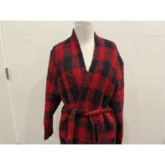 SKIMS Red and Black Plaid Robe